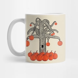 Simple Dark Tree With Pumpkins, Spooky Tree With Pumpkins (Light Brown) Mug